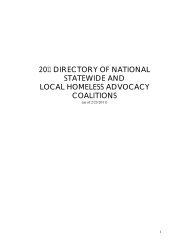 2011 directory of national statewide and local homeless advocacy ...