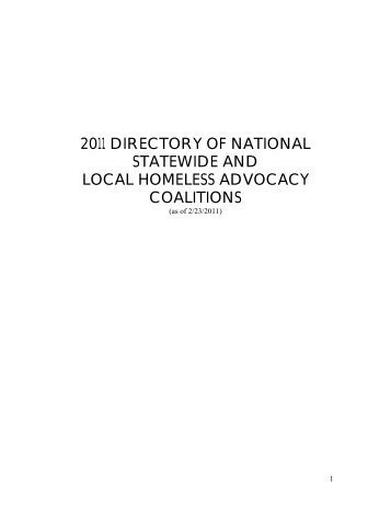 2011 directory of national statewide and local homeless advocacy ...