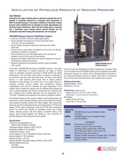 General Test Equipment - Koehler Instrument Co., Inc.