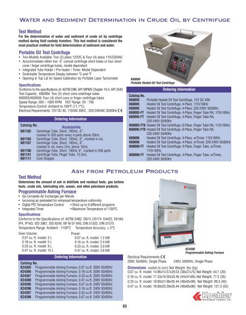 General Test Equipment - Koehler Instrument Co., Inc.