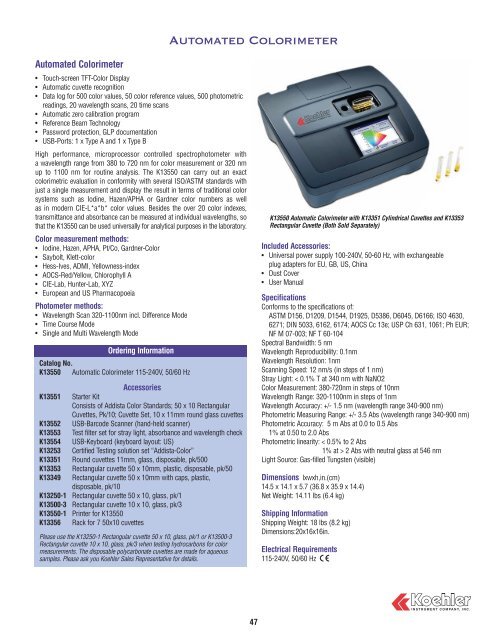 General Test Equipment - Koehler Instrument Co., Inc.