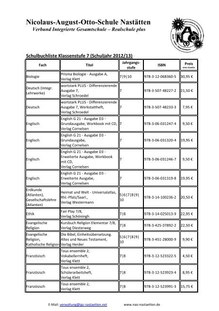 Schulbuchliste Klasse 7 (2012-13).pdf - Nicolaus-August-Otto-Schule