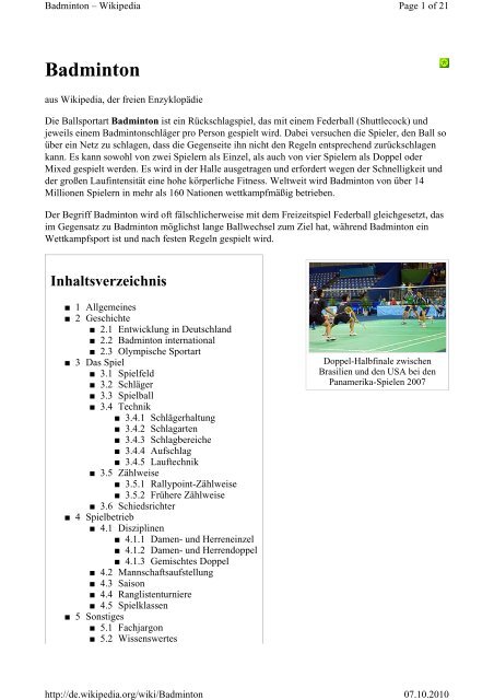 Das Spiel Tus Ickern Badminton