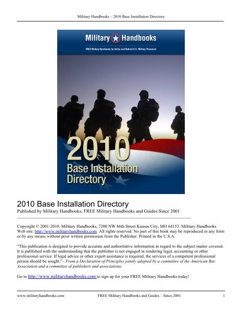 2010 Base Installation Directory - Military Handbooks