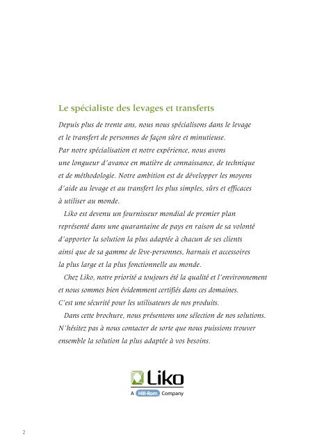 Liko Lifting Solutions Brochure FR