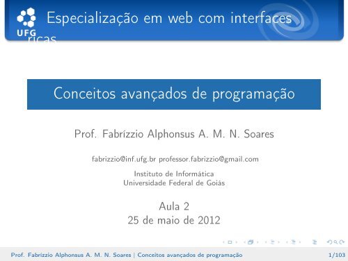 Conceitos avançados de programação - Instituto de Informática - UFG