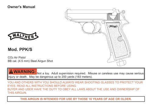 Walther PPK PPKS PPK/S Pistol Owners Instruction and Maintenance Manual 