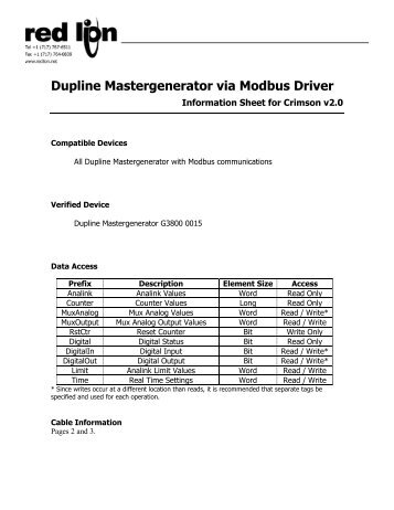 Dupline Mastergenerator for G3 - Red Lion Controls