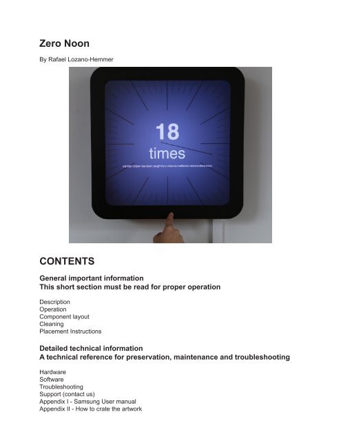 Zero Noon's manual - Rafael Lozano-Hemmer