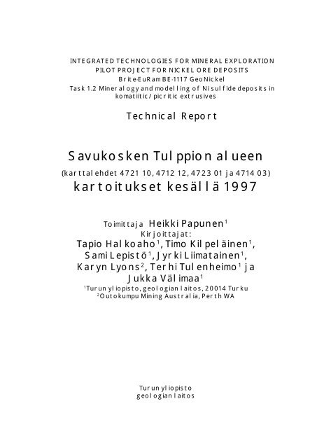 Savukoski text2 - Geological Survey of Finland - Geologian ...