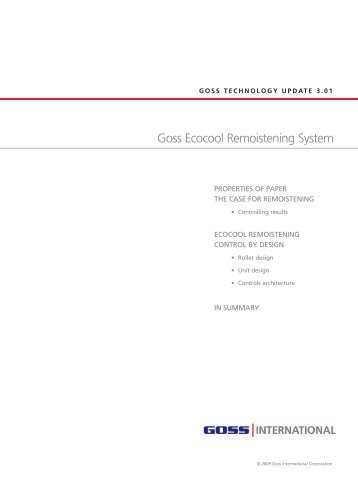Goss Ecocool Remoistening System - Goss International