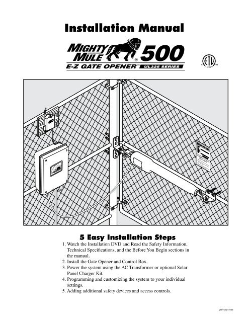 Mighty Mule FM-500 Installation Manual - Hoover Fence