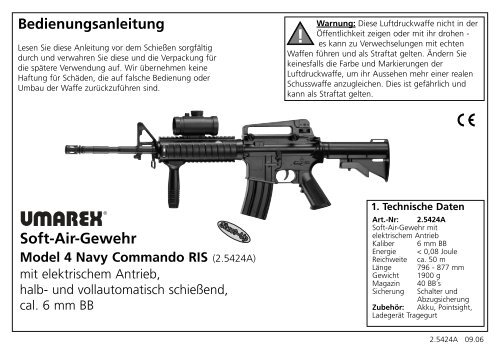 Bedienungsanleitung Soft-Air-Gewehr Model 4 Navy ... - Umarex