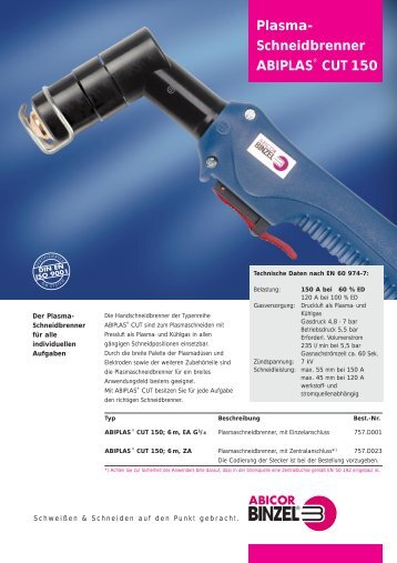 Plasma- Schneidbrenner ABIPLASÂ® CUT 150