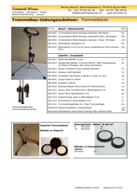 Trommelbau-Uebungszubehoer: Trommelböckli Trümmali Werner