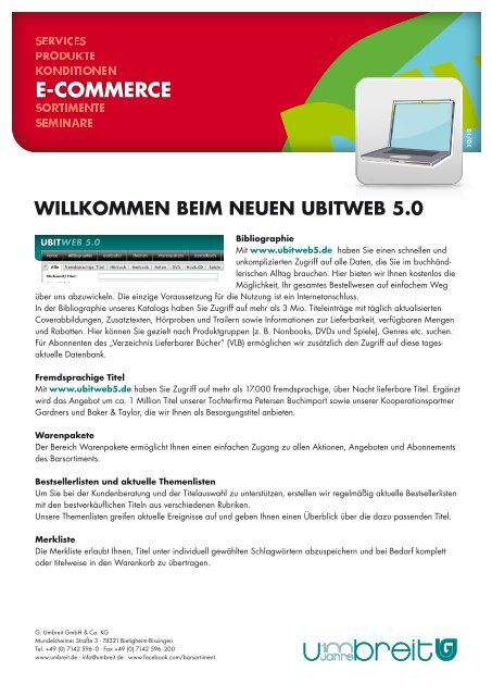 willkommen beim neuen ubitweb 5.0 - G. Umbreit GmbH & Co. KG