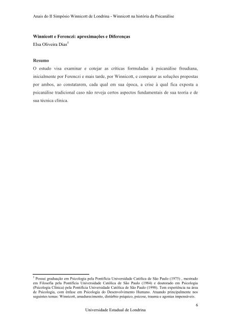 Anais do II SimpÃ³sio Winnicott de Londrina - BVS Psicologia ...