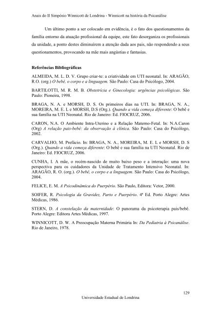 Anais do II SimpÃ³sio Winnicott de Londrina - BVS Psicologia ...