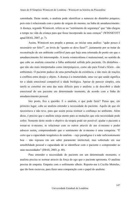 Anais do II SimpÃ³sio Winnicott de Londrina - BVS Psicologia ...