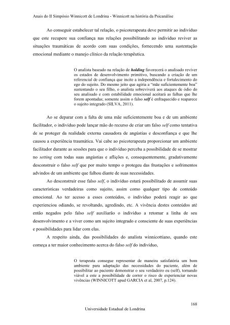 Anais do II SimpÃ³sio Winnicott de Londrina - BVS Psicologia ...