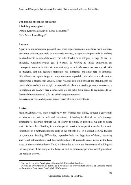 Anais do II SimpÃ³sio Winnicott de Londrina - BVS Psicologia ...