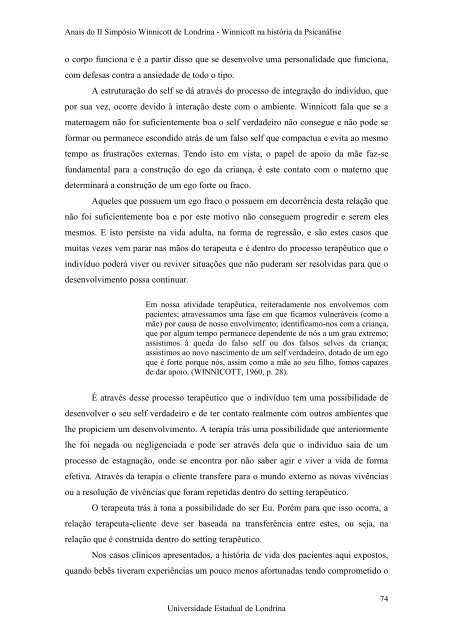 Anais do II SimpÃ³sio Winnicott de Londrina - BVS Psicologia ...