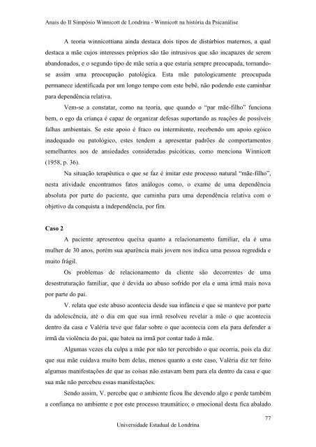 Anais do II SimpÃ³sio Winnicott de Londrina - BVS Psicologia ...