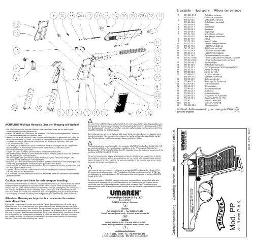 Mod. PP cal. 9 mm P . A.K. - Umarex