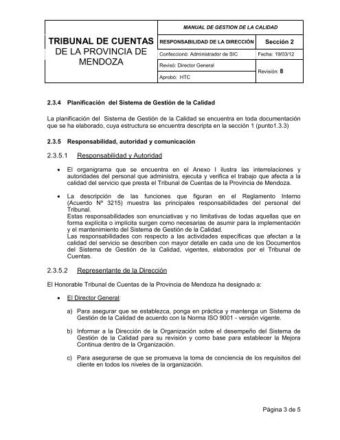 MANUAL DE GESTION DE LA CALIDAD - Tribunal de Cuentas