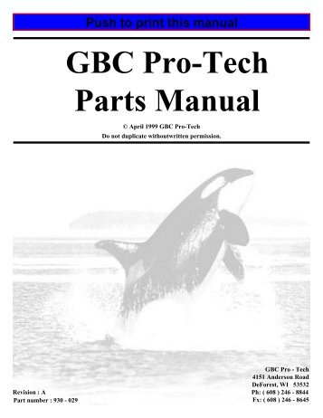 GBC Pro-Tech Parts Manual