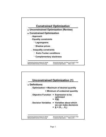 Constrained Optimization - Richard de Neufville