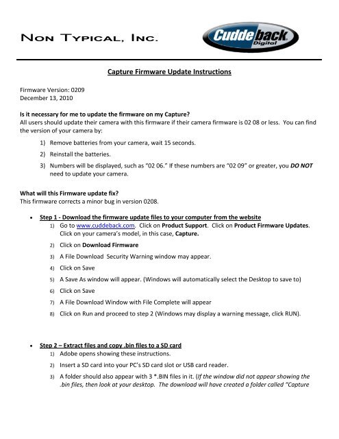 Capture firmware update instructions - Breens Jaktutstyr AS