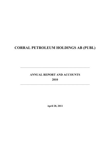 CORRAL PETROLEUM HOLDINGS AB (PUBL) - Preem