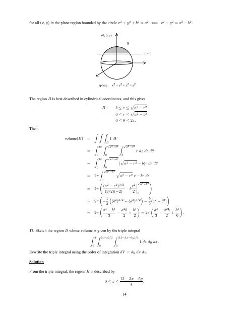 Engineering Mathematics 233 Solutions: Double and triple integrals