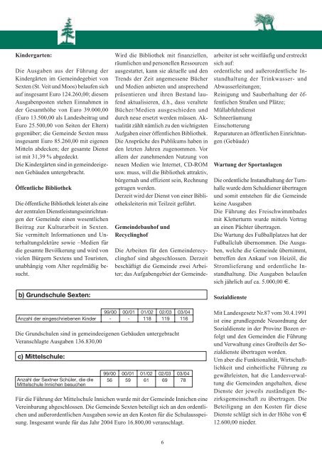 Gemeindeblatt der Sextner MÃƒÂ¤rz 2004 - Nr. 53 Teil 01 (ca. 500 kb)