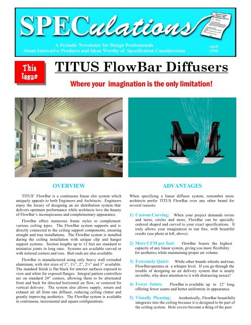 Titus Flowbar Diffusers Toro Aire