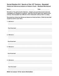 Grade 6-8 LA Lesson 15 Baseball Inferences Worksheet--pdf