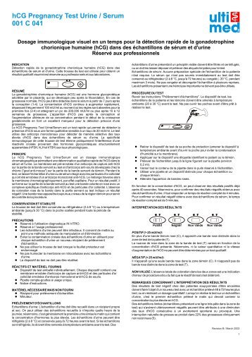 hCG Pregnancy Test Urine / Serum 001 C 041 - ulti med Products