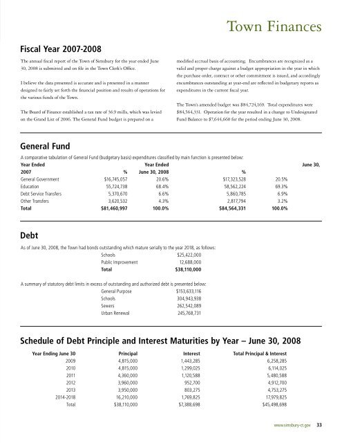 Simsbury Annual Report 2007 - 2008 - Town of Simsbury