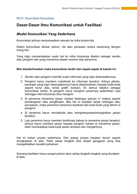 Modul Pelatihan bagi Fasilitator Tanggap Tsunami (FaTmi) - GITEWS