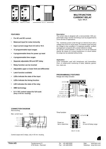 MULTIFUNCTION CURRENT RELAY - Thiim A/S