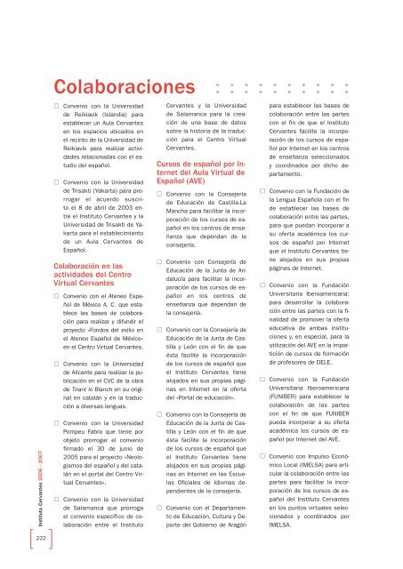 Colaboraciones - Instituto Cervantes