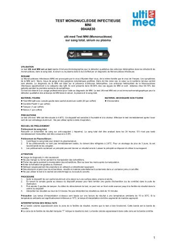 test mononucleose infectieuse mni 004a830 - ulti med Products