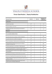 Person Specification â Deputy Headteacher - Stanwell School