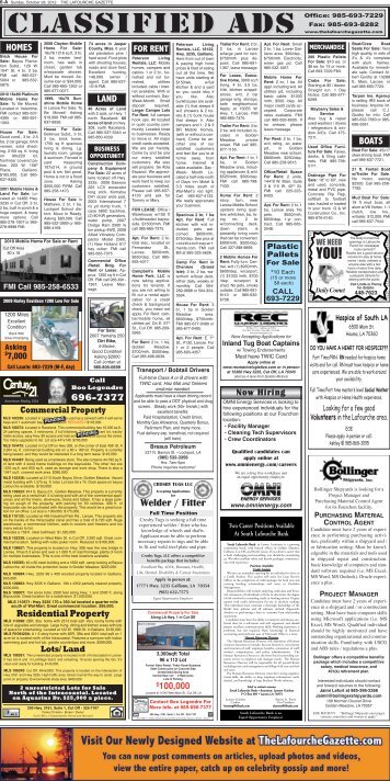 Classifieds - The Lafourche Gazette