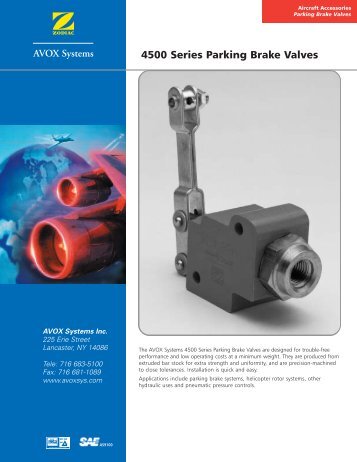4500 Series Parking Brake Valves - AVOX Systems, Inc.