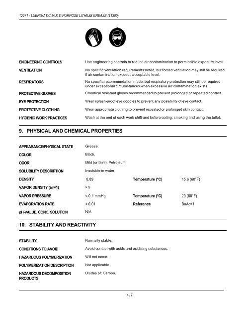 material safety data sheet lubrimatic multi-purpose lithium grease