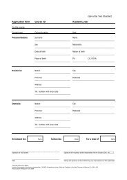 COPY FOR THE STUDENT Application form Course ID Academic year