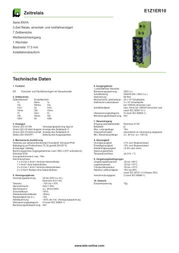 E1Z1ER10 Zeitrelais Technische Daten