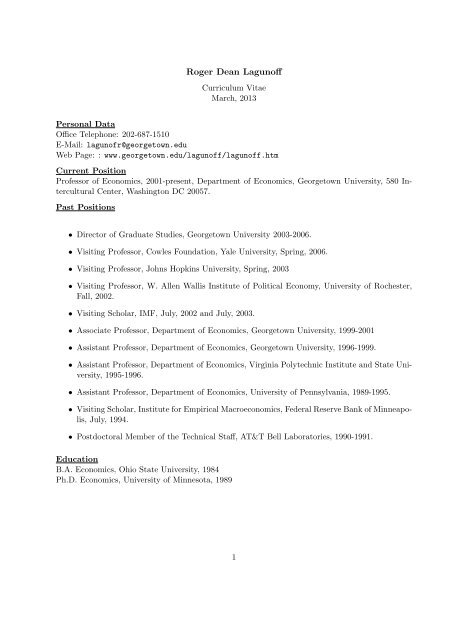 Curriculum Vitae - Georgetown University